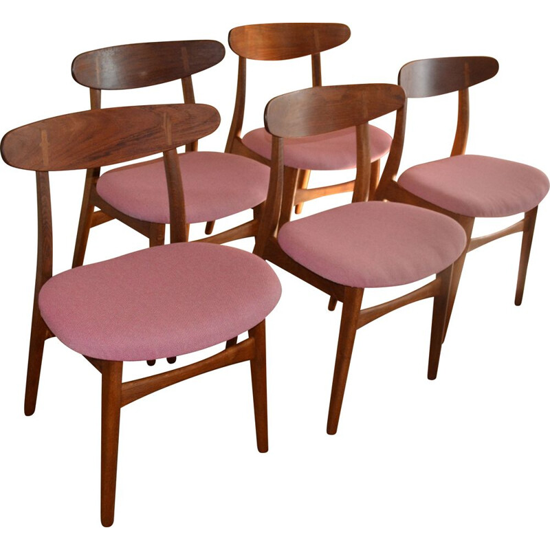 Set of 5 vintage Dining Chairs by Hans J. Wegner for Carl Hansen & Son 1956s