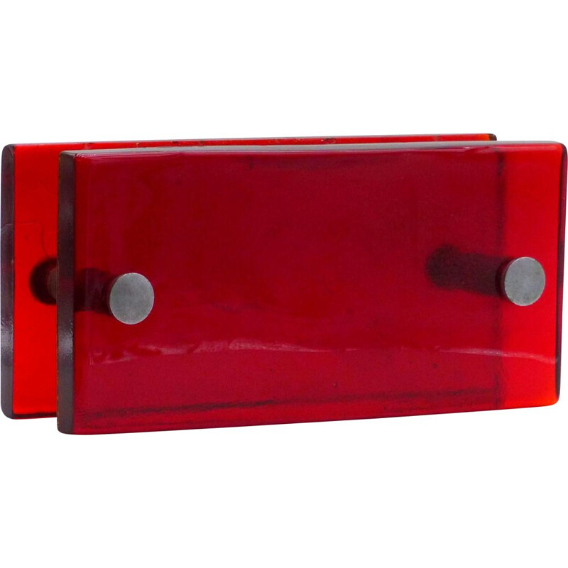 Pair of vintage red glass store handles, 1970