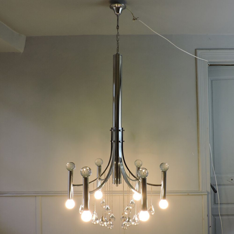 Vintage chandelier Gaetano Sciolari Italy 1960s