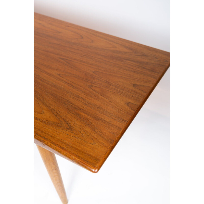 Vintage teak coffee table and paper cord shelf, Denmark 1960