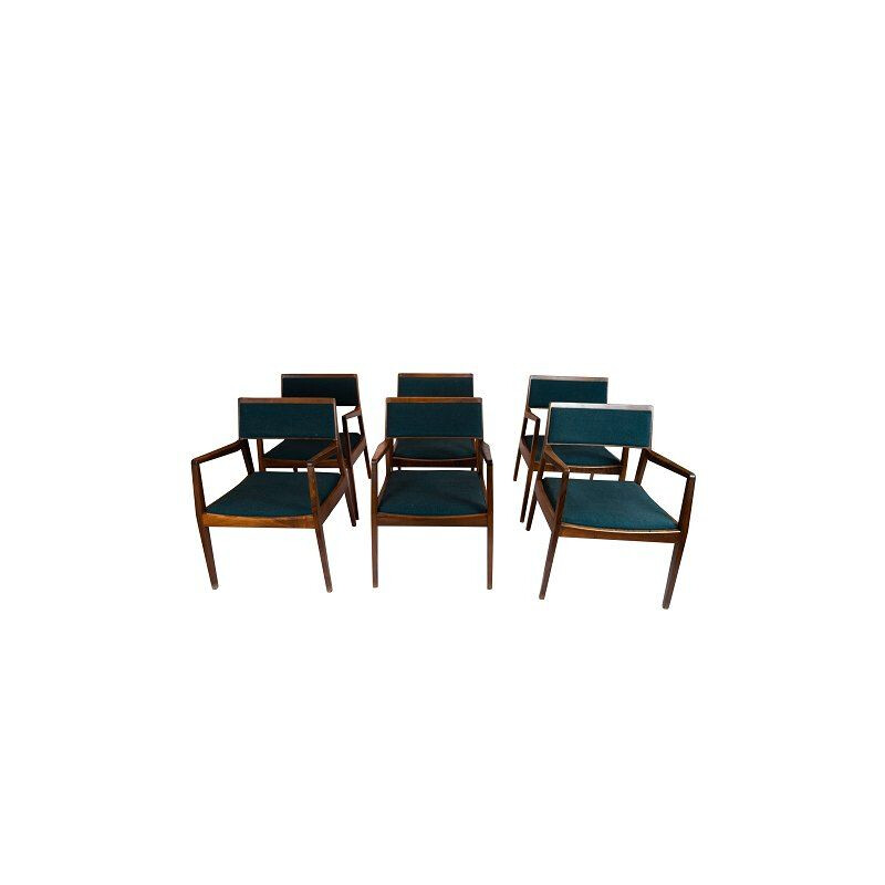 Ensemble de 6 fauteuils vintage en palissandre, Danemark 1960