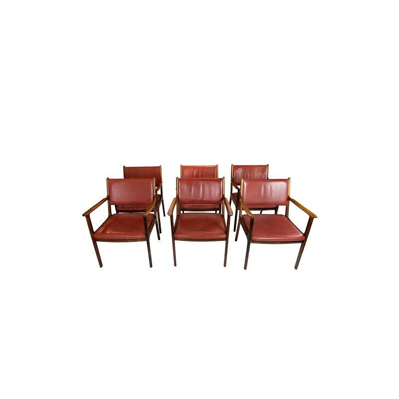 Set of 6 vintage armchairs by Ole Wanscher and P. Jeppesen Furniture 1960s