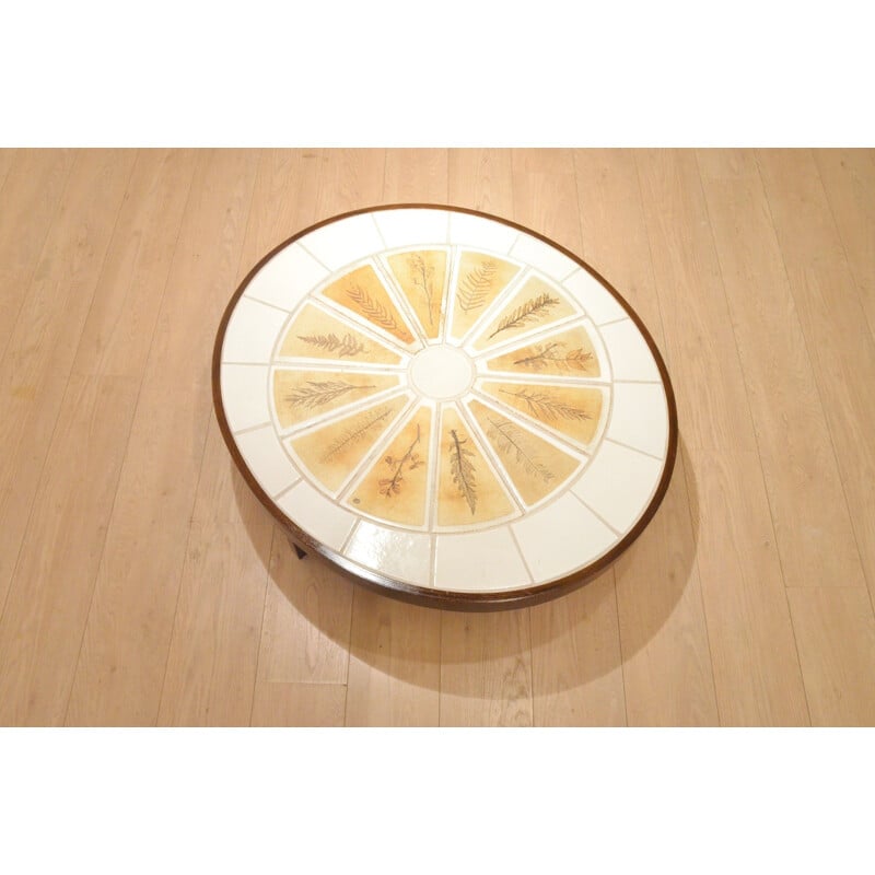 Coffee table in plywwod and ceramic, Roger CAPRON - 1960s