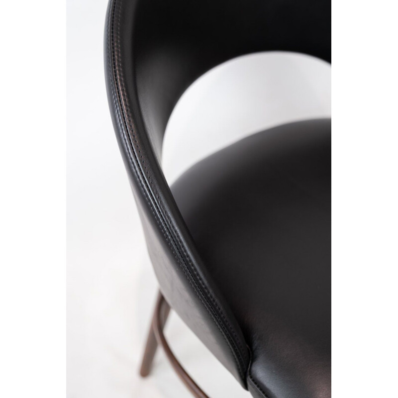 Vintage Easy chair  with black leather and legs of rosewood by Chr. Linneberg,1960