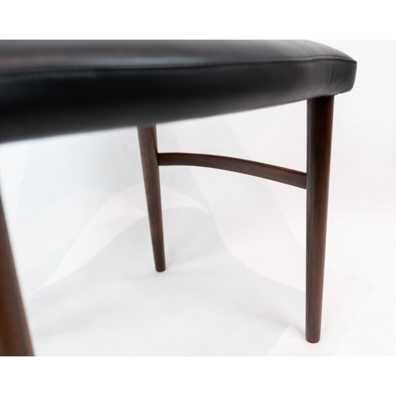 Vintage Easy chair  with black leather and legs of rosewood by Chr. Linneberg,1960