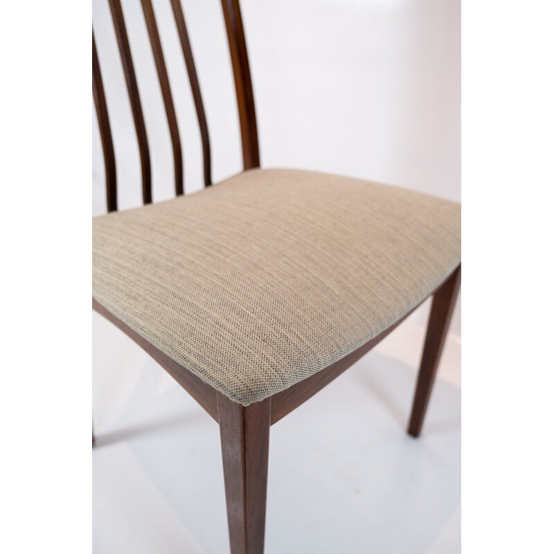 Set of 6 vintage rosewood chairs upholstered in light woolen fabric, Denmark 1960