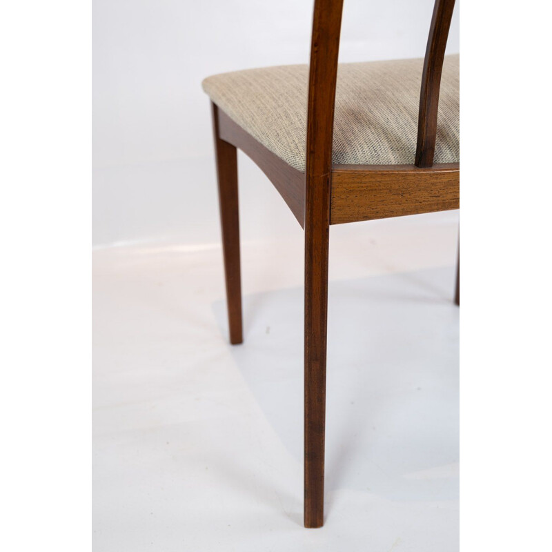 Juego de 6 sillas vintage de palisandro tapizadas en tela de lana clara, Dinamarca 1960