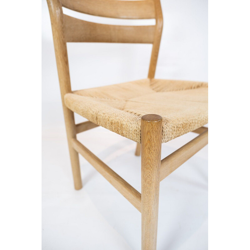 Set van 6 vintage stoelen van Borge Mogensen, eikenhout en papierdraad 1960