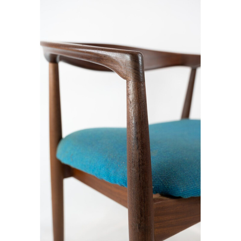 Vintage Armchair in rosewood with blue fabric by Kai Kristiansen 1960s