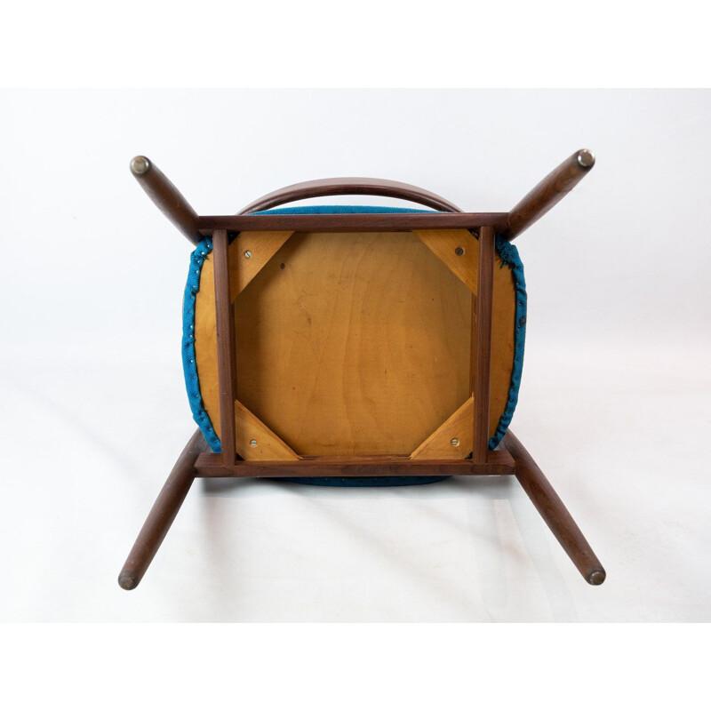 Vintage Armchair in rosewood with blue fabric by Kai Kristiansen 1960s
