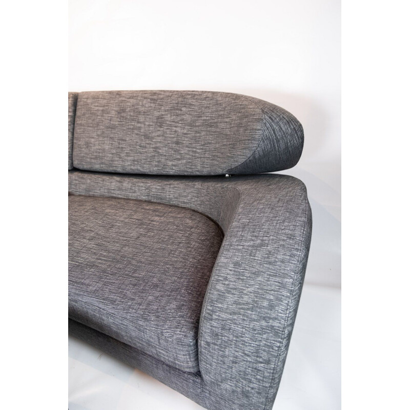 Vintage-Zweisitzersofa aus grauem Wollstoff mit Hocker von der norwegischen Marke Brunstad