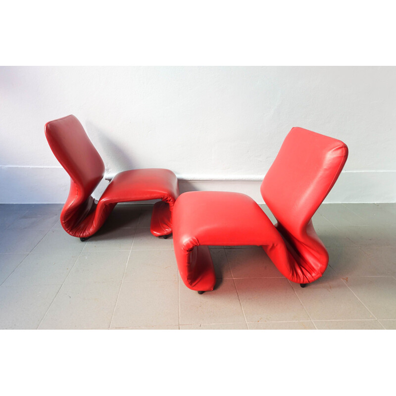 Pair of vintage Etcetera Low Chairs by Jan Ekselius 1970s