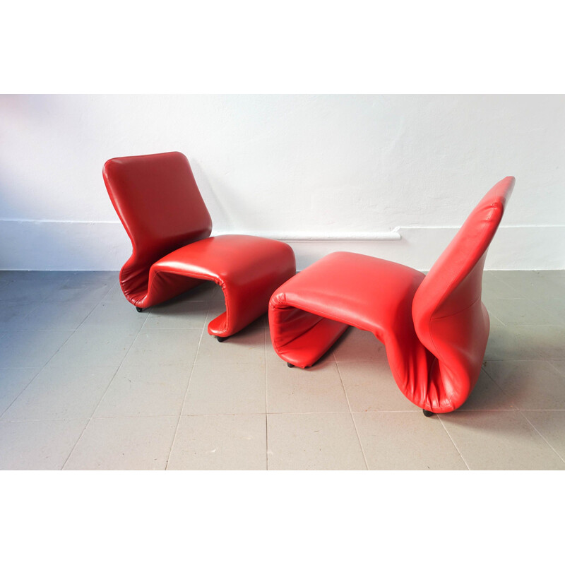 Pair of vintage Etcetera Low Chairs by Jan Ekselius 1970s