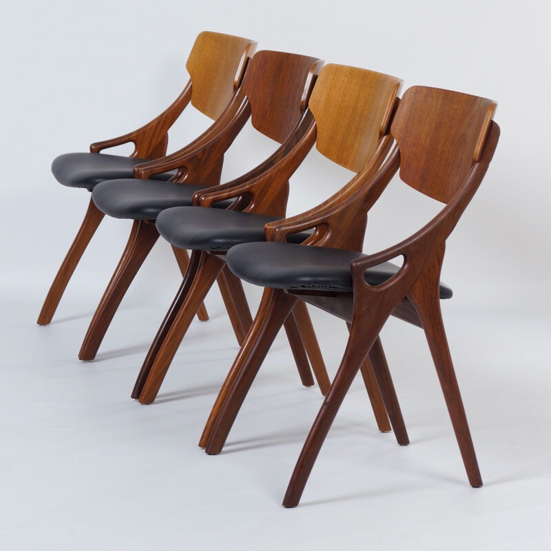 Lot de 4 chaises vintage de Hovmand Olsen pour Mogens Kold Danemark 1960