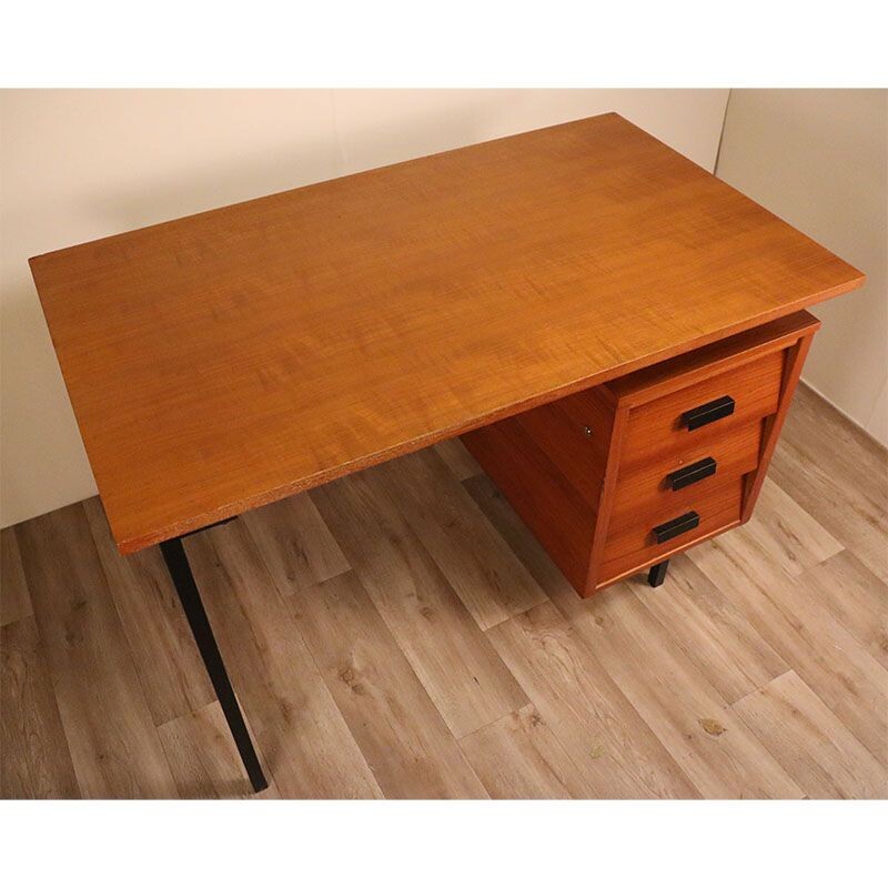 Vintage wooden and metal desk 1950s