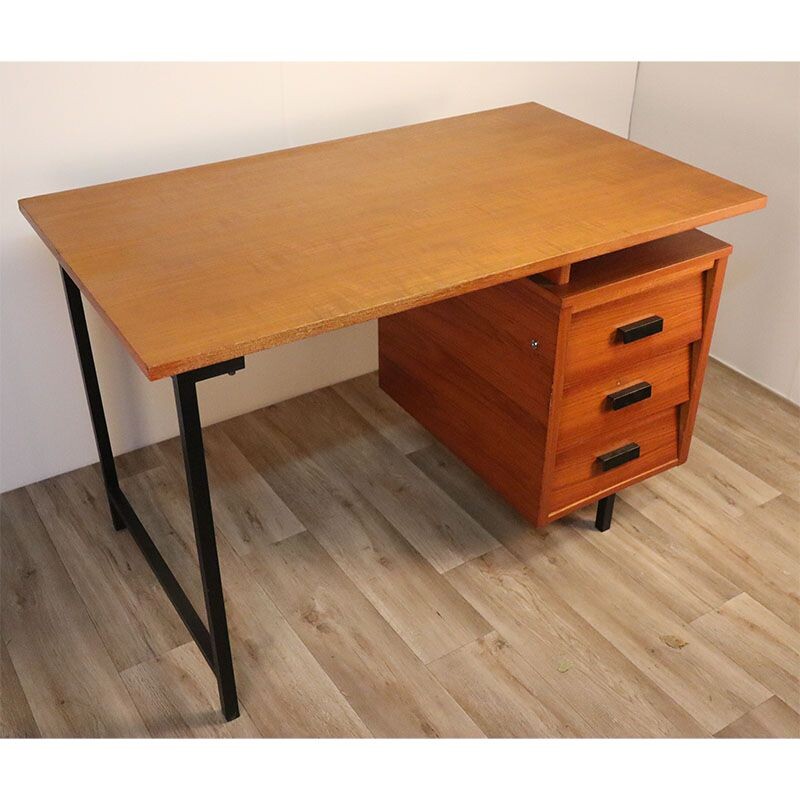 Vintage wooden and metal desk 1950s