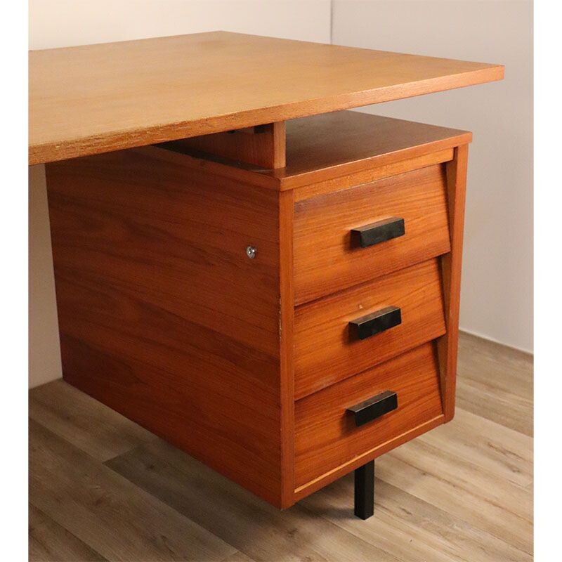 Vintage wooden and metal desk 1950s