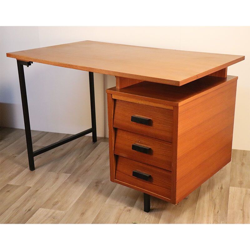 Vintage wooden and metal desk 1950s