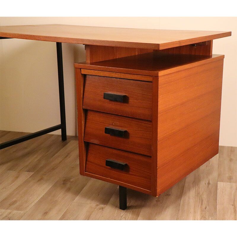 Vintage wooden and metal desk 1950s