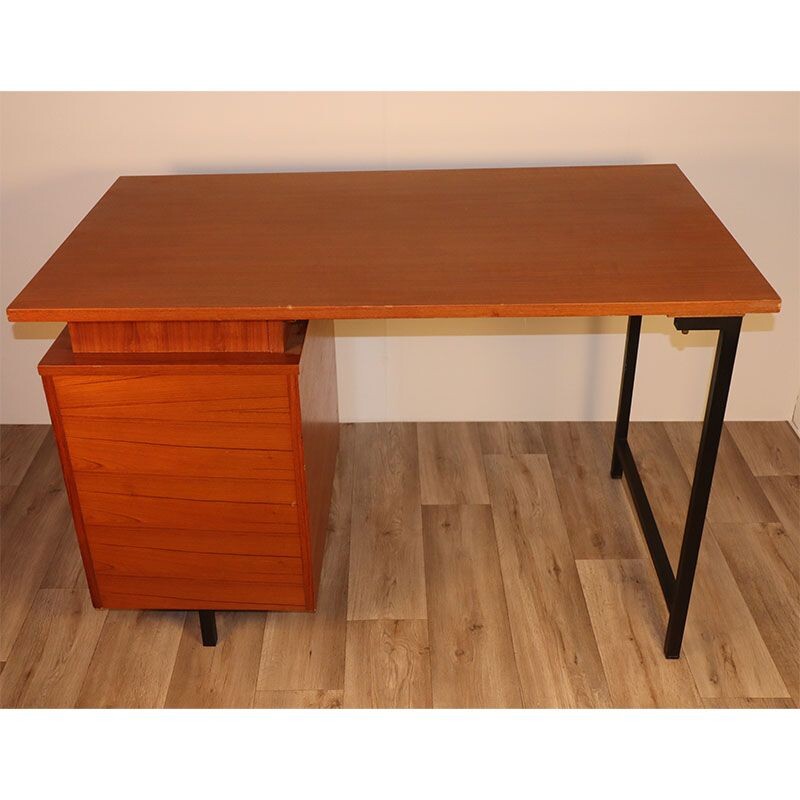 Vintage wooden and metal desk 1950s