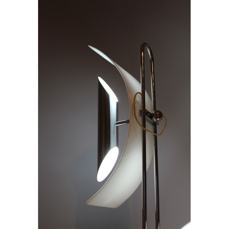 Vintage floor lamp in chromed metal marble and perspex Italy 1970s