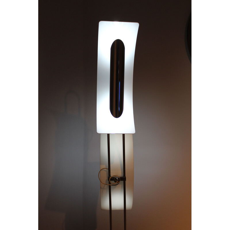 Vintage floor lamp in chromed metal marble and perspex Italy 1970s