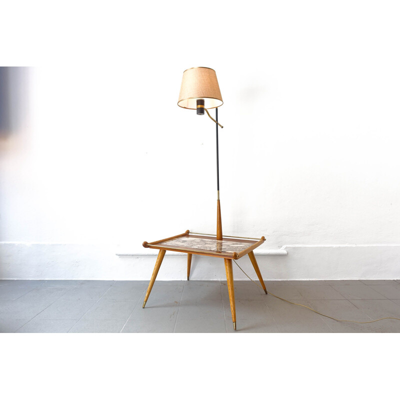 Lampe de table vintage en bois de frêne et bois Undianuno 1950