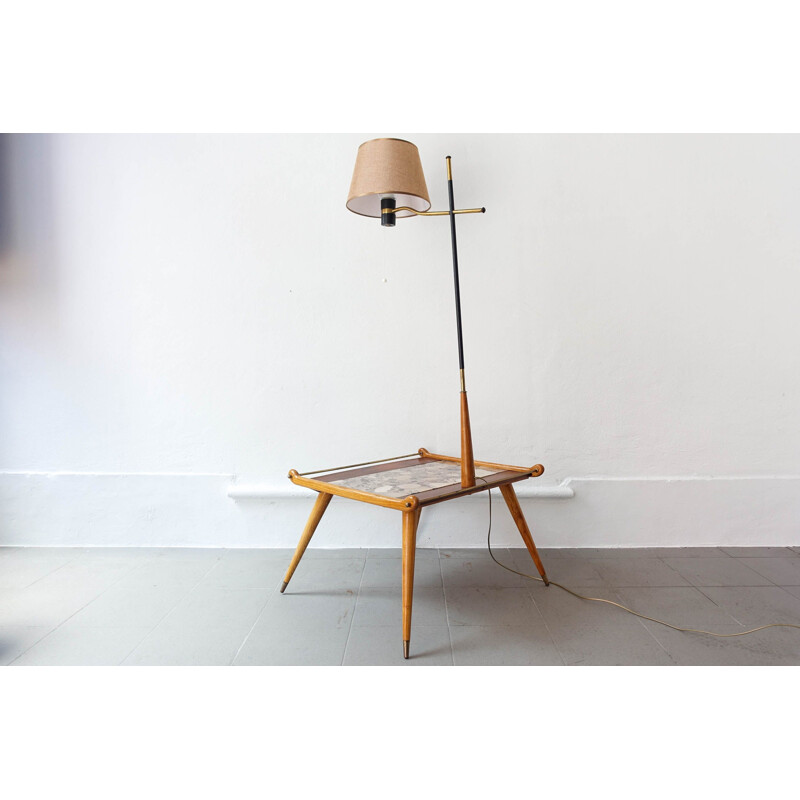 Lampe de table vintage en bois de frêne et bois Undianuno 1950