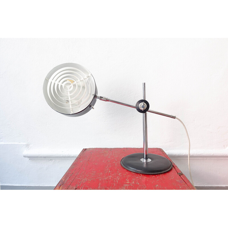 Mid-Century Simris Black Leather & Chrome Desk Lamp by Anders Pehrson for Ateljé Lyktan 1970s