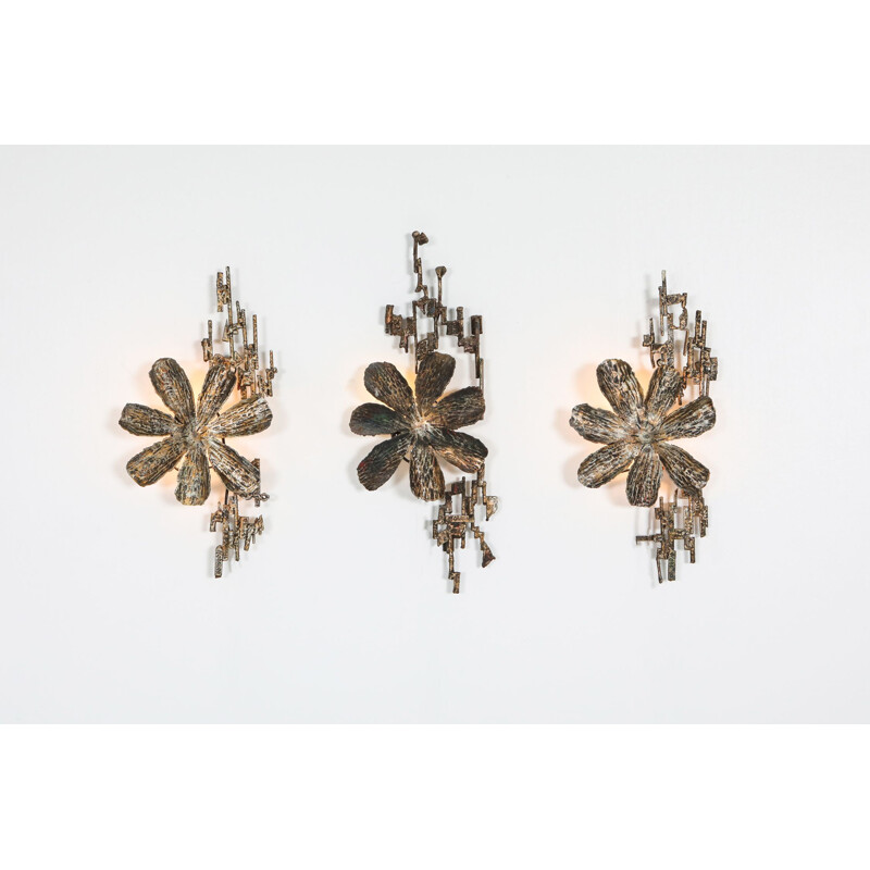 Pair of vintage Brutalist Sconces by Salvino Marsura Italy 1970s