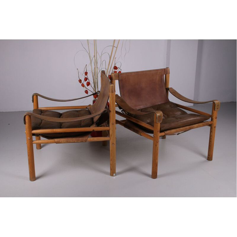 Pair of vintage Safari Chairs Sirocco Van Arne Norell Sweden 1960s
