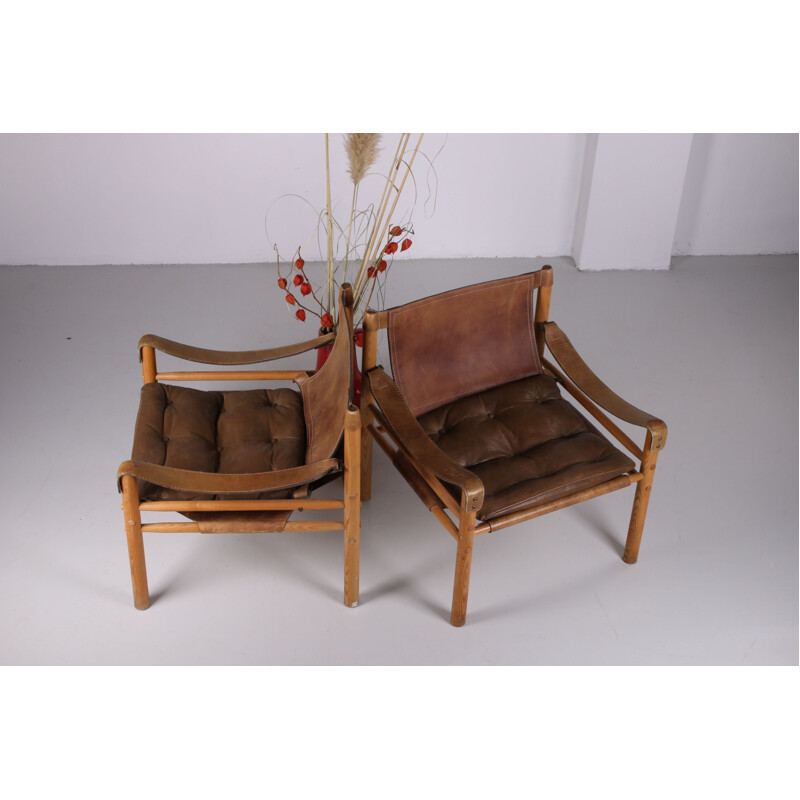 Pair of vintage Safari Chairs Sirocco Van Arne Norell Sweden 1960s