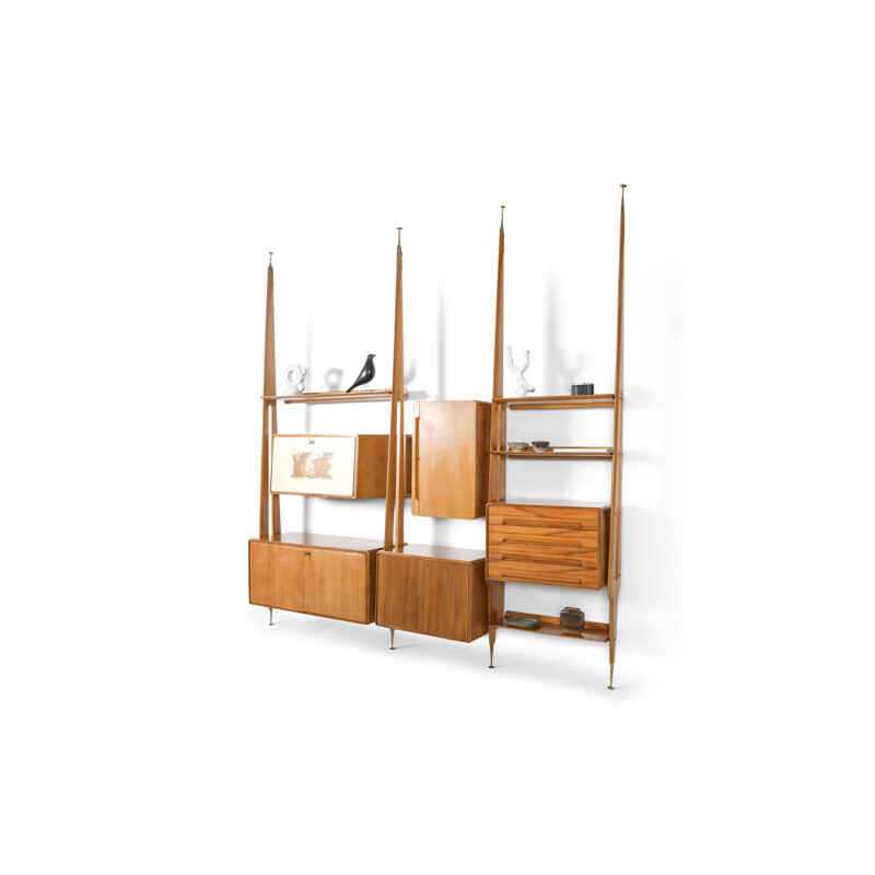 Vintage Wall Unit in Beech to Gio Ponti Italy 1950s