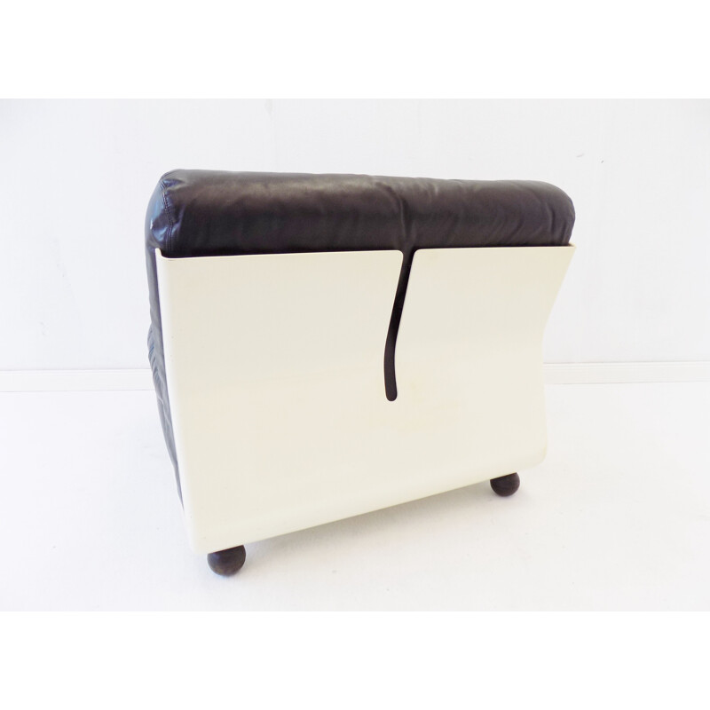 Vintage Amanta leather armchair black by Mario Bellini Italy 1963s