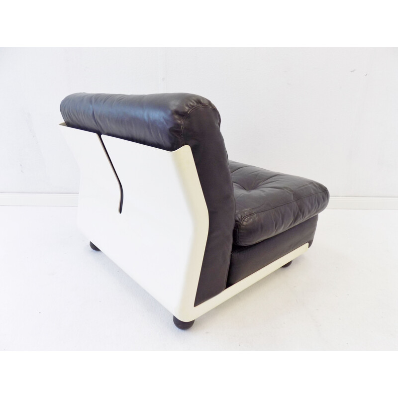 Fauteuil vintage en cuir Amanta noir de Mario Bellini Italie 1963