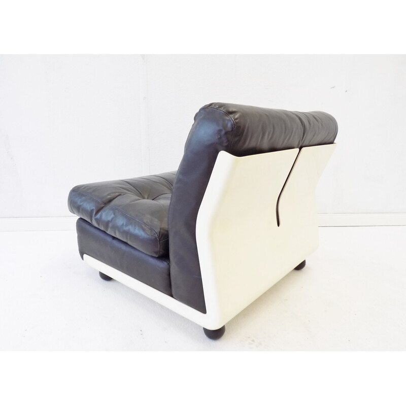 Fauteuil vintage en cuir Amanta noir de Mario Bellini Italie 1963