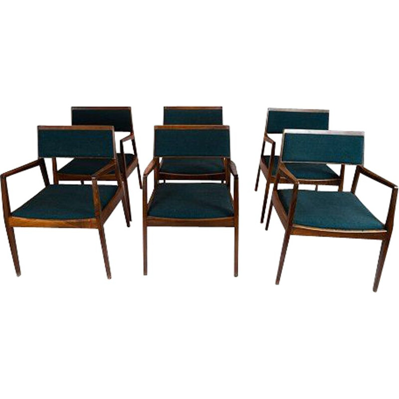 Set of 6 vintage rosewood armchairs, Denmark 1960