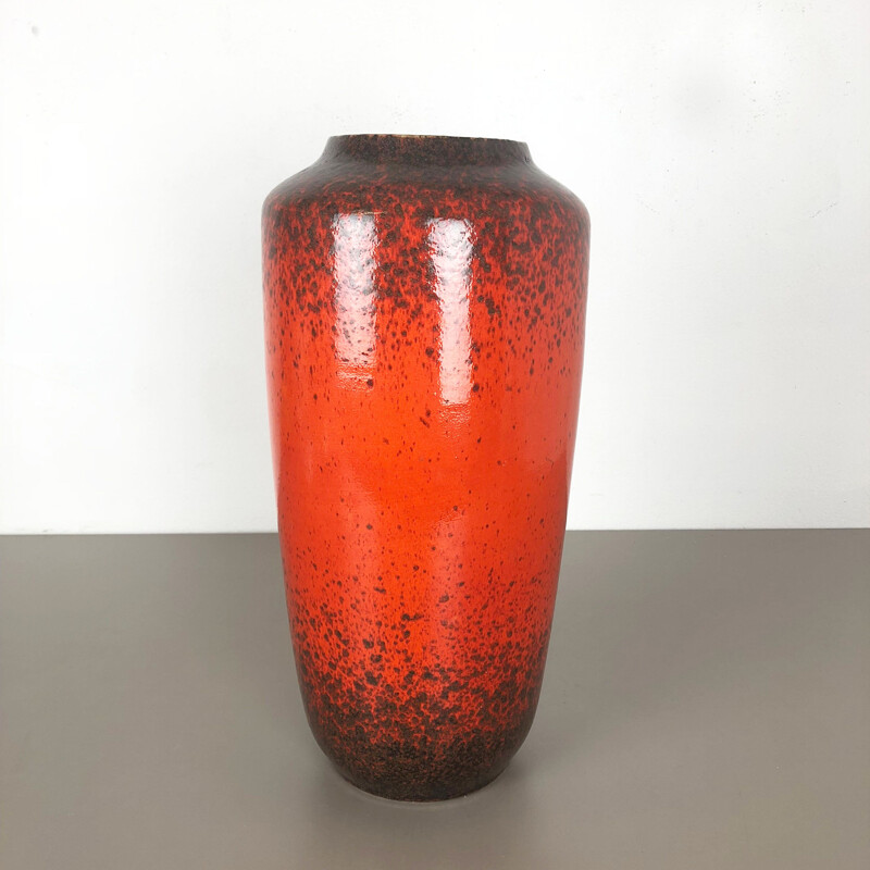 Gran jarrón de cerámica vintage Fat Lava Scheurich WGP 1970