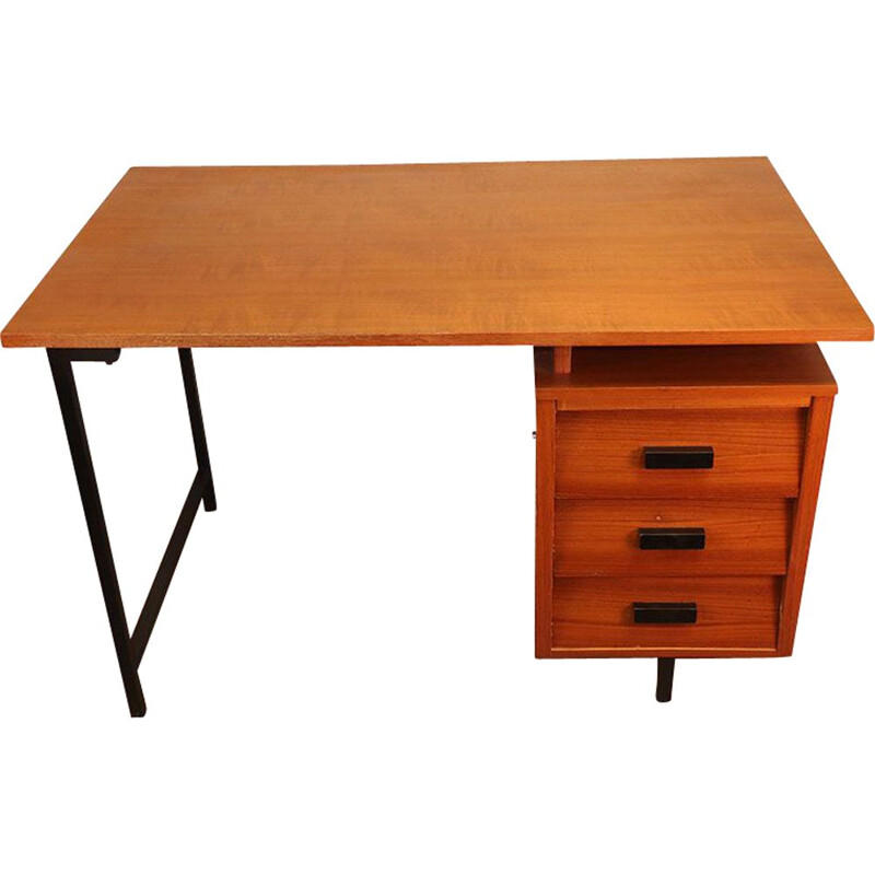 Bureau vintage en bois et métal 1950