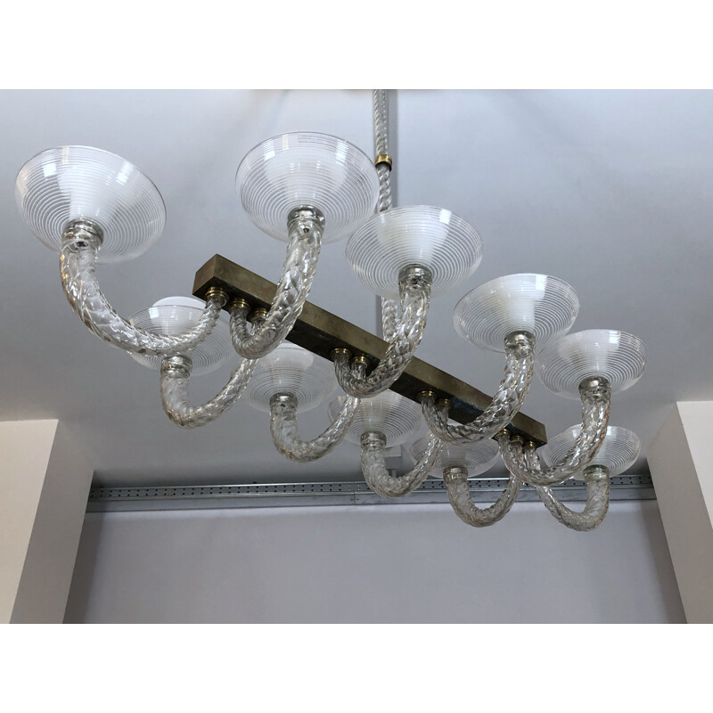Vintage Murano ten arms chandelier by Carlo Scarpa for Venini Italy 1930s