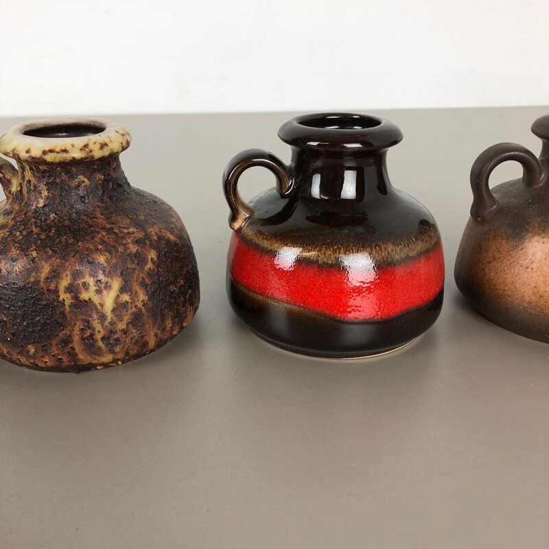 Ensemble de 5 vases vintage fat lava en céramique par Scheurich, Allemagne 1970