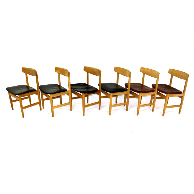 Set of 6 vintage oak chairs Borge Mogensen Denmark 1960s