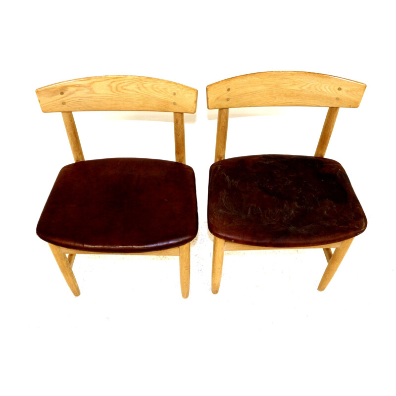 Lot de 6 chaises vintage en chêne Borge Mogensen Danemark 1960
