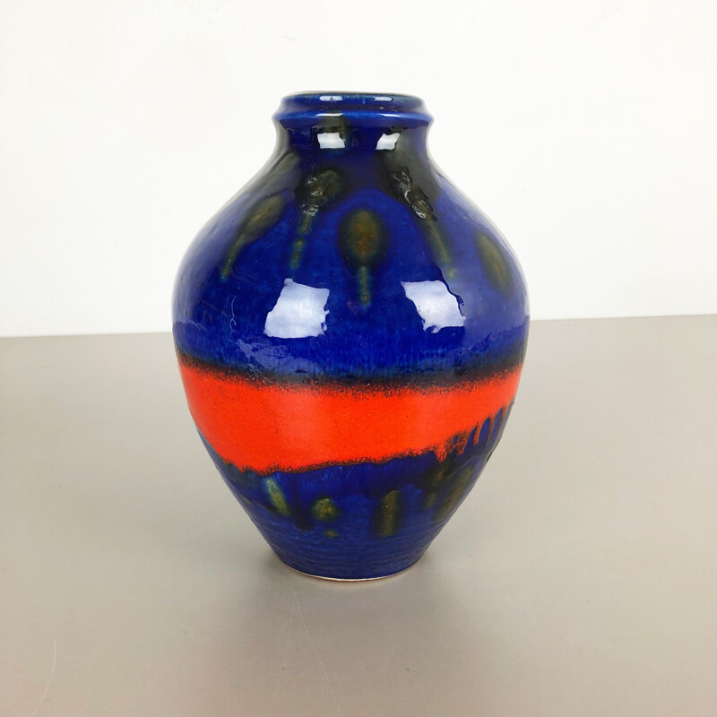 Vase vintage en céramique de fat lava par Heinz Siery pour Carstens Tönnieshof, Allemagne 1970