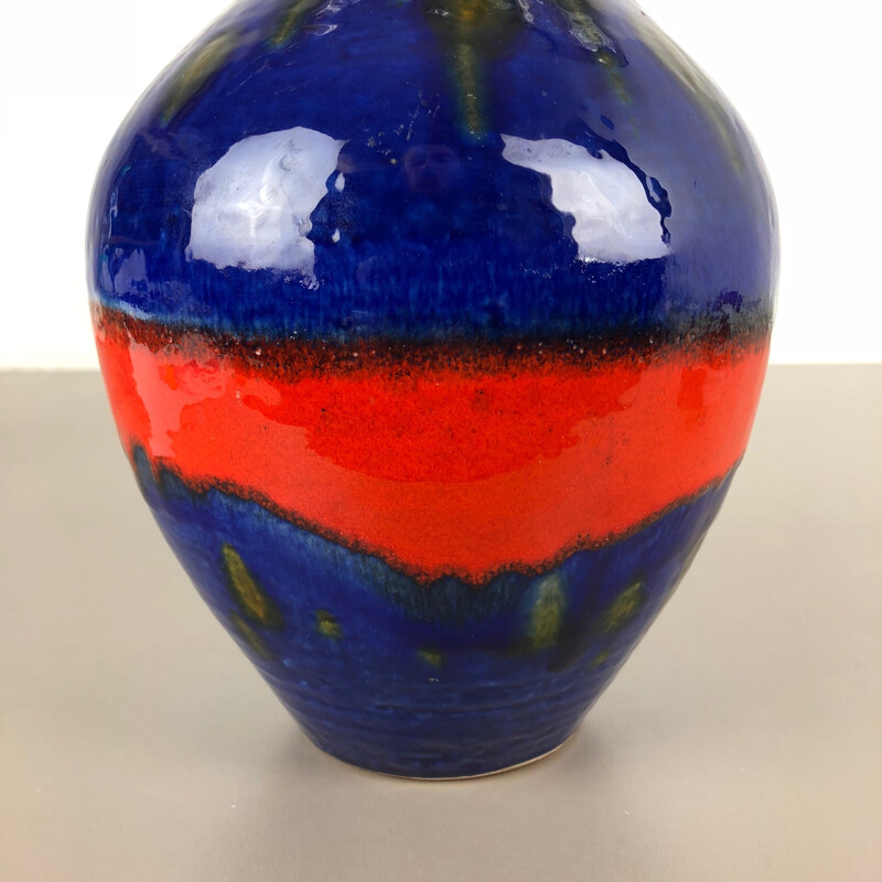 Vase vintage en céramique de fat lava par Heinz Siery pour Carstens Tönnieshof, Allemagne 1970