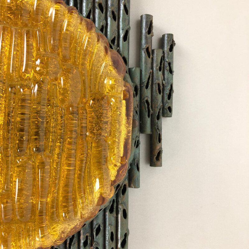 Bollos de pared de cobre vintage con cristal de Marcello Fantoni Italia 1960