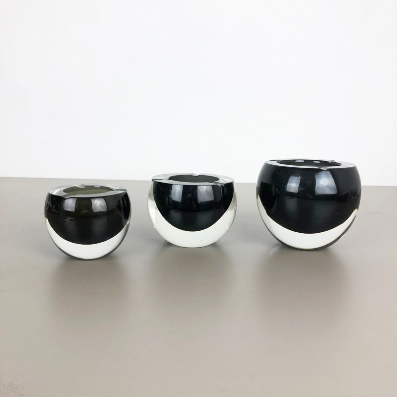 Set of 3 vintage murano glass ashtrays by Antonio da Ros for Cenedese, 1960