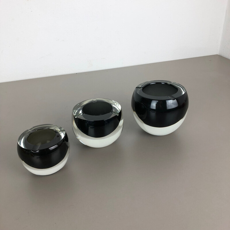 Set of 3 vintage murano glass ashtrays by Antonio da Ros for Cenedese, 1960