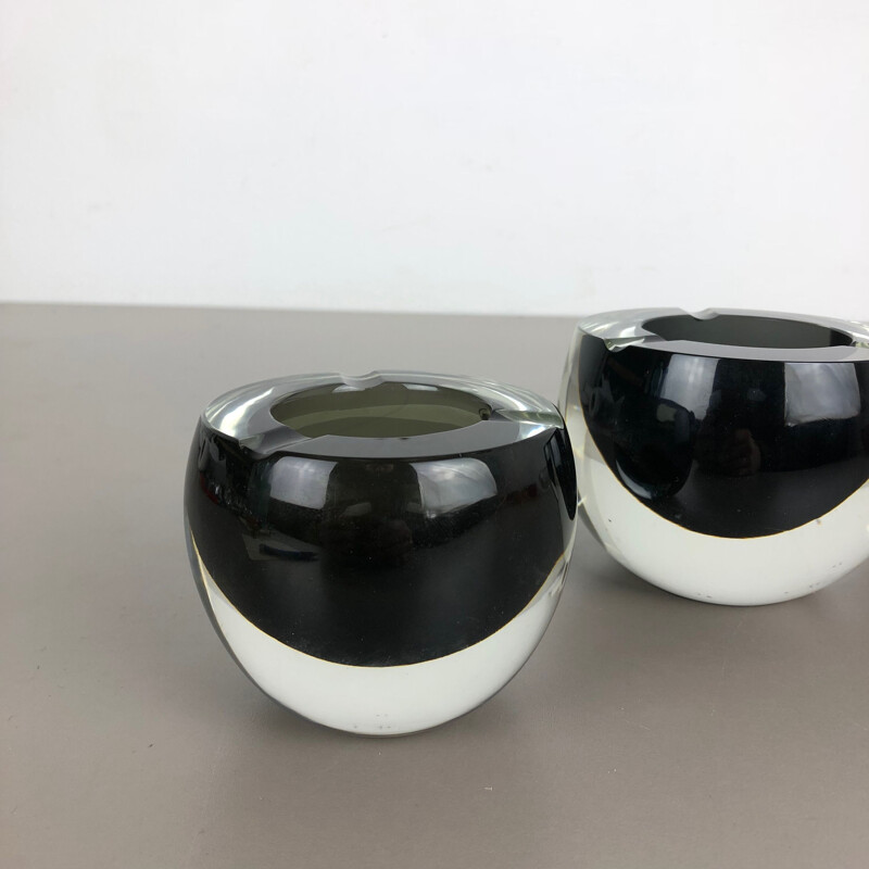 Set of 3 vintage murano glass ashtrays by Antonio da Ros for Cenedese, 1960