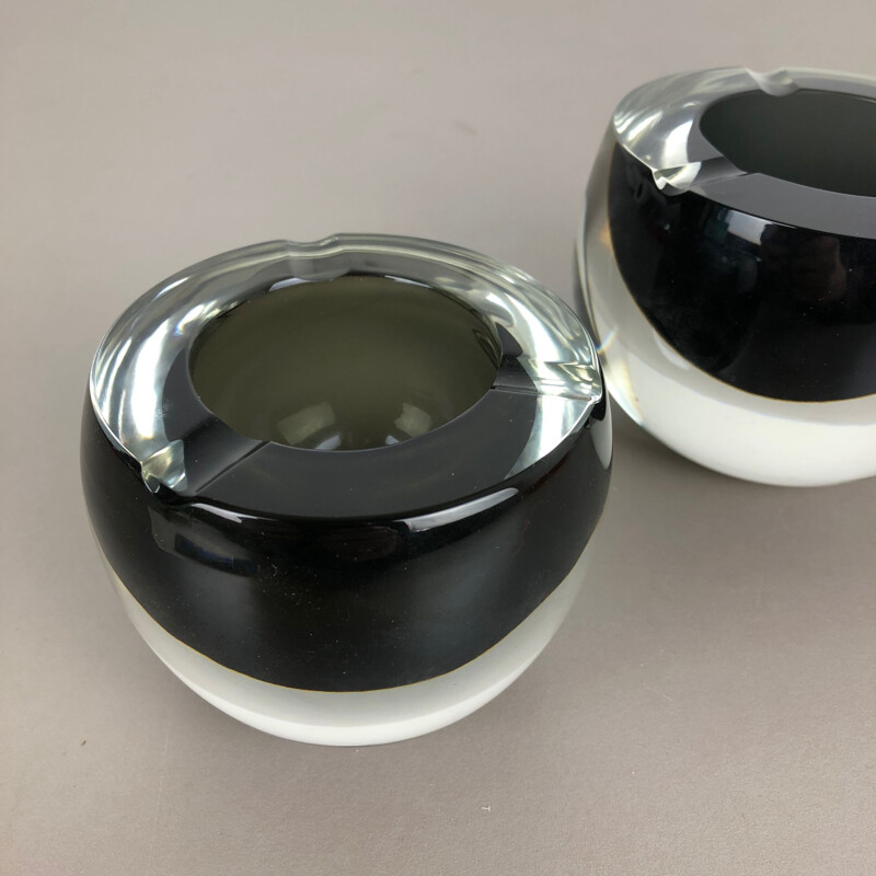 Set of 3 vintage murano glass ashtrays by Antonio da Ros for Cenedese, 1960